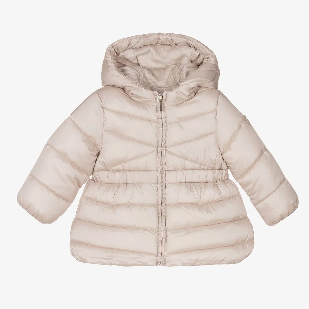 Girls Beige Puffer Coat 