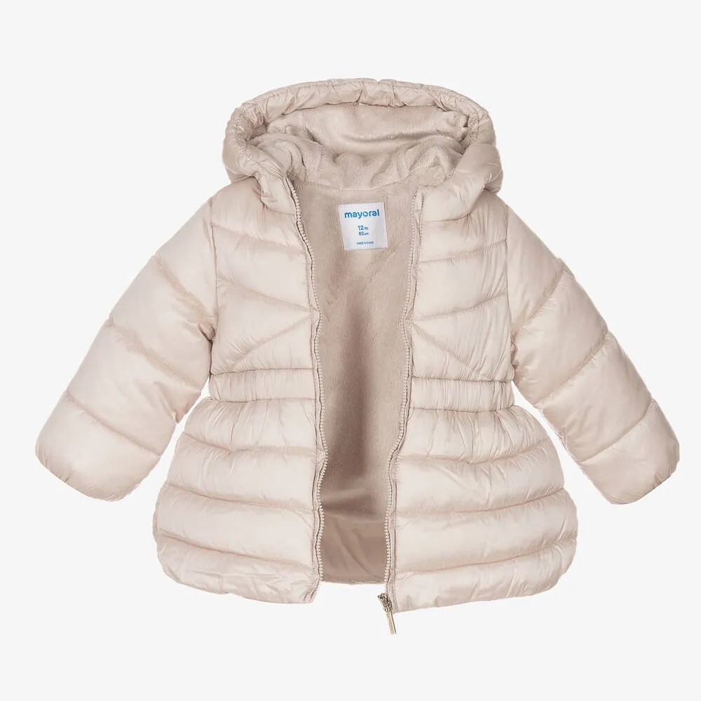 Girls Beige Puffer Coat 