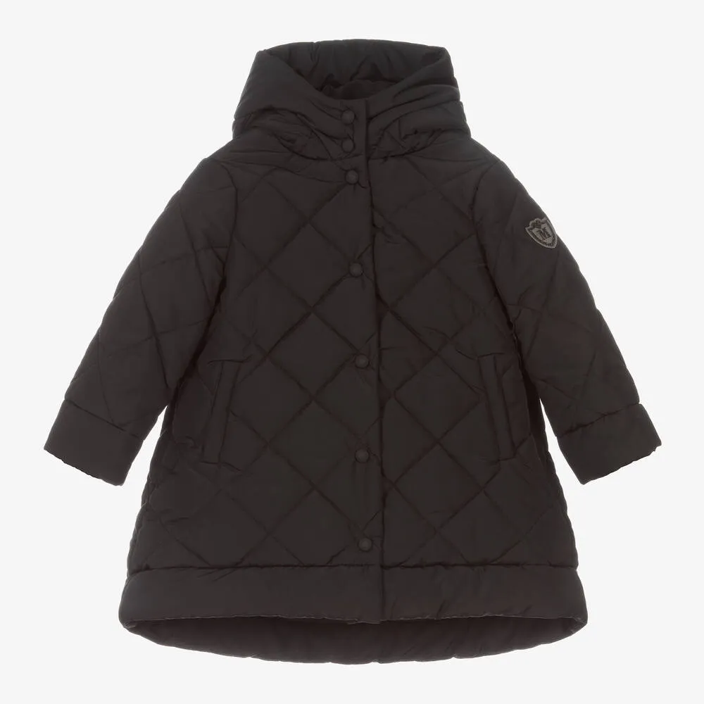 Girls Black Quilted Coat