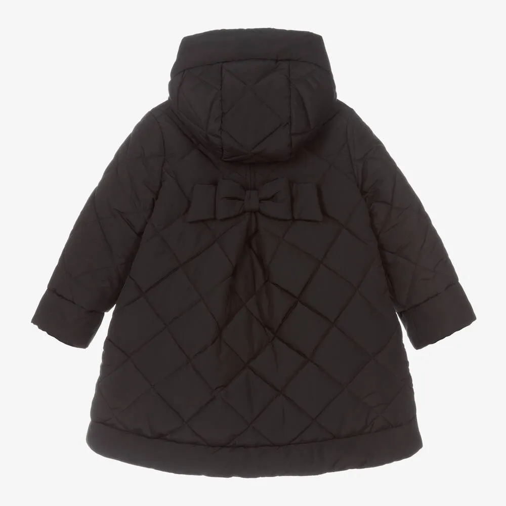 Girls Black Quilted Coat