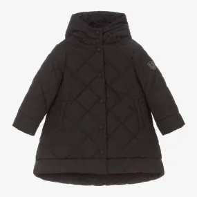 Girls Black Quilted Coat