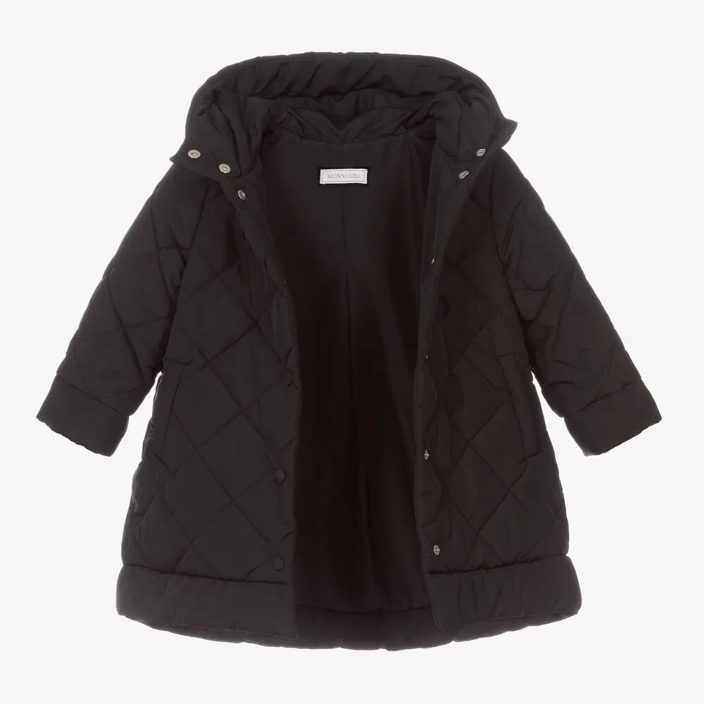 Girls Black Quilted Coat