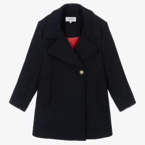 Girls Blue Wool Coat