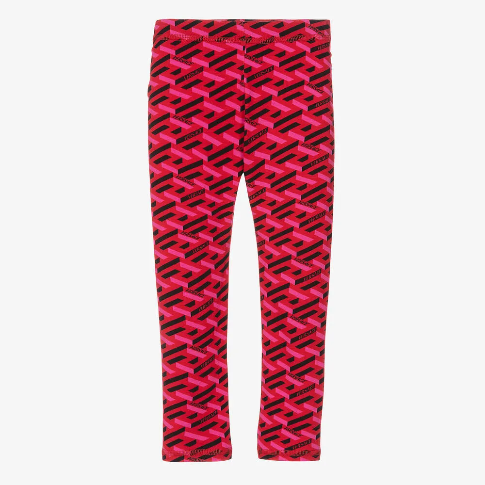 Girls Pink Greca Leggings