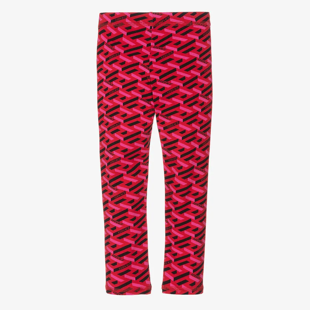 Girls Pink Greca Leggings