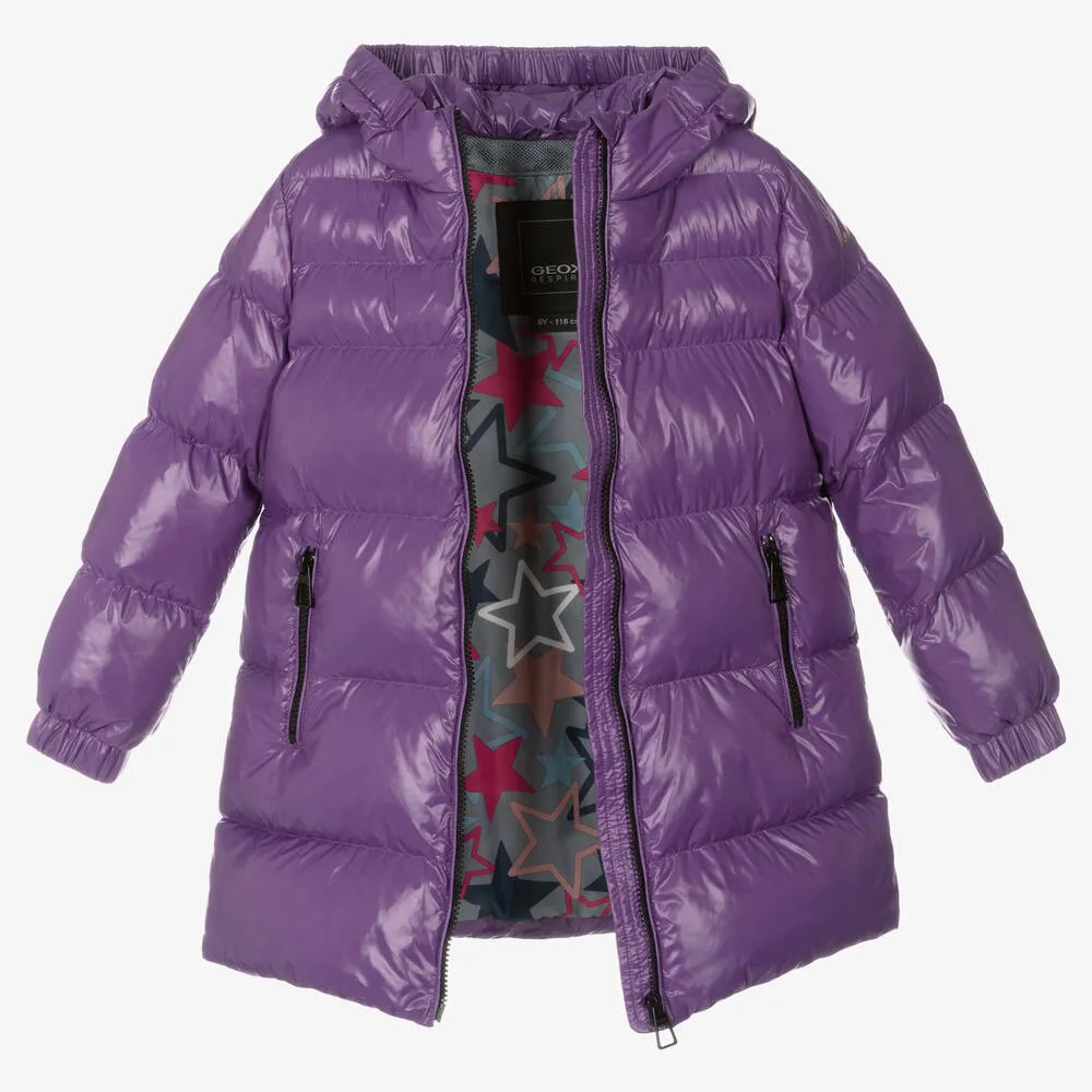 Girls Purple Puffer Coat