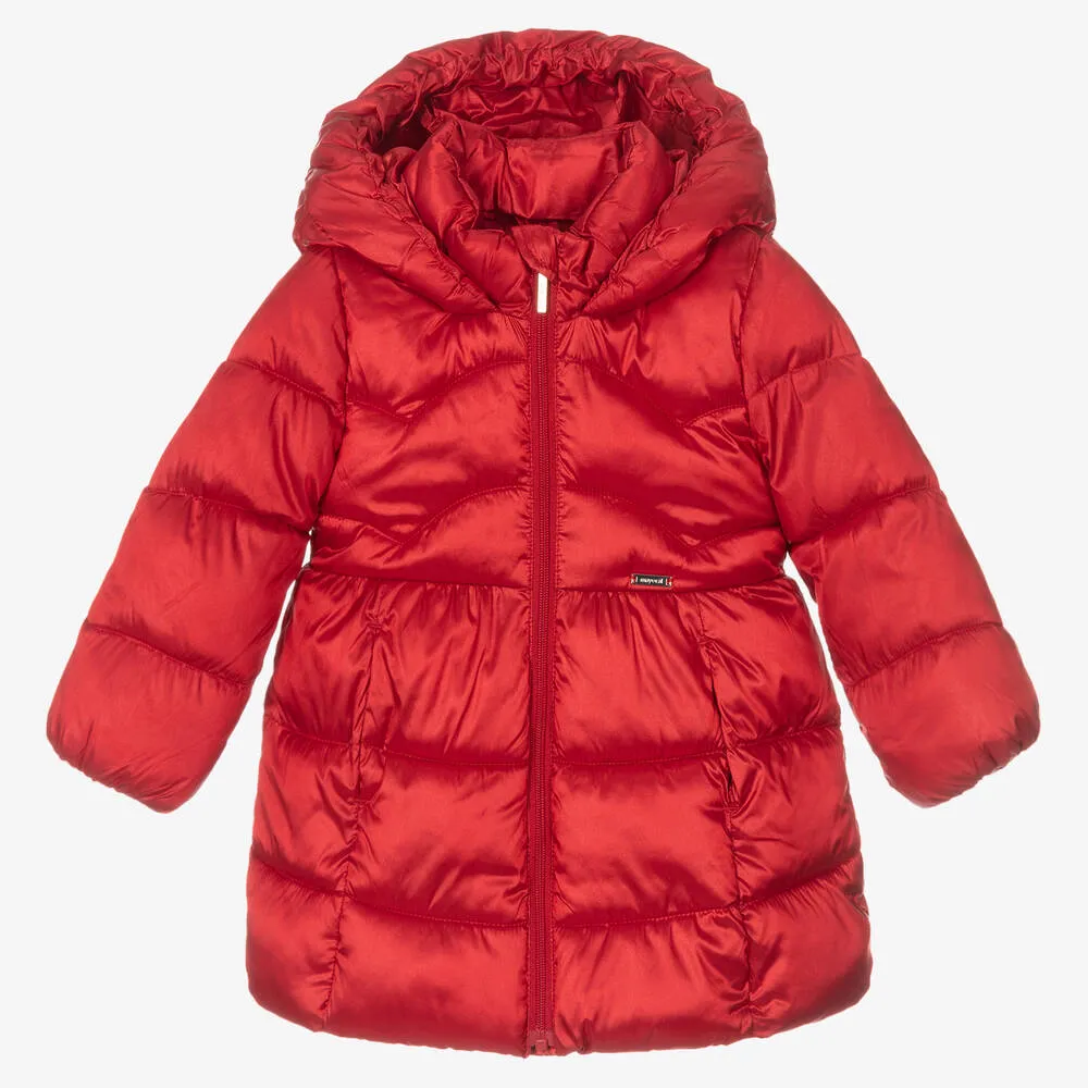 Girls Red Puffer Coat