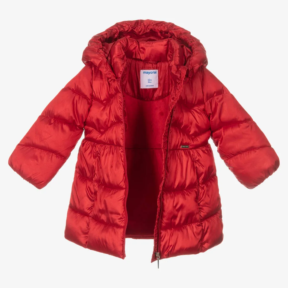 Girls Red Puffer Coat