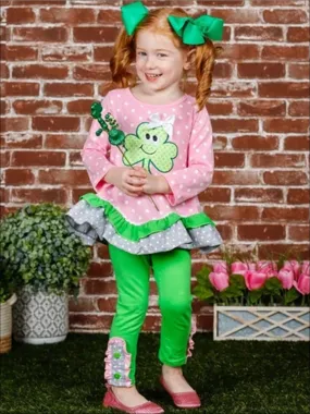 Happy  Clover Ruffled Tunic And Legging Set