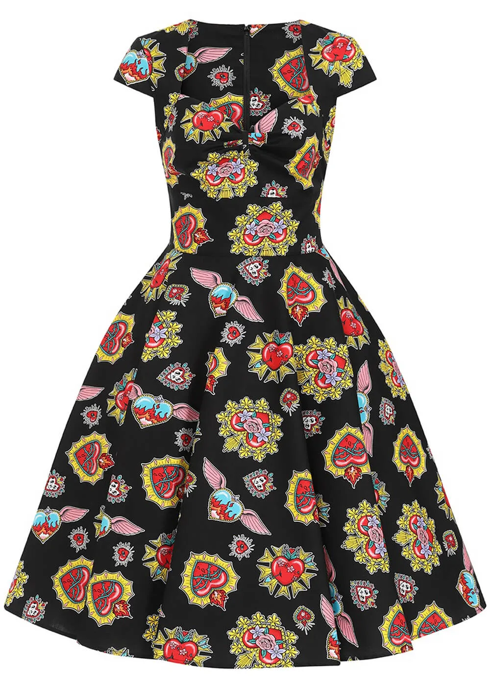 Hell Bunny Amias Sacred Heart 50's Swing Dress Black