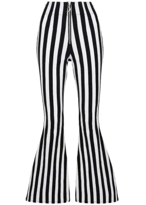 Hell Bunny Gaspar Stripe 70's Flare Trousers Black White