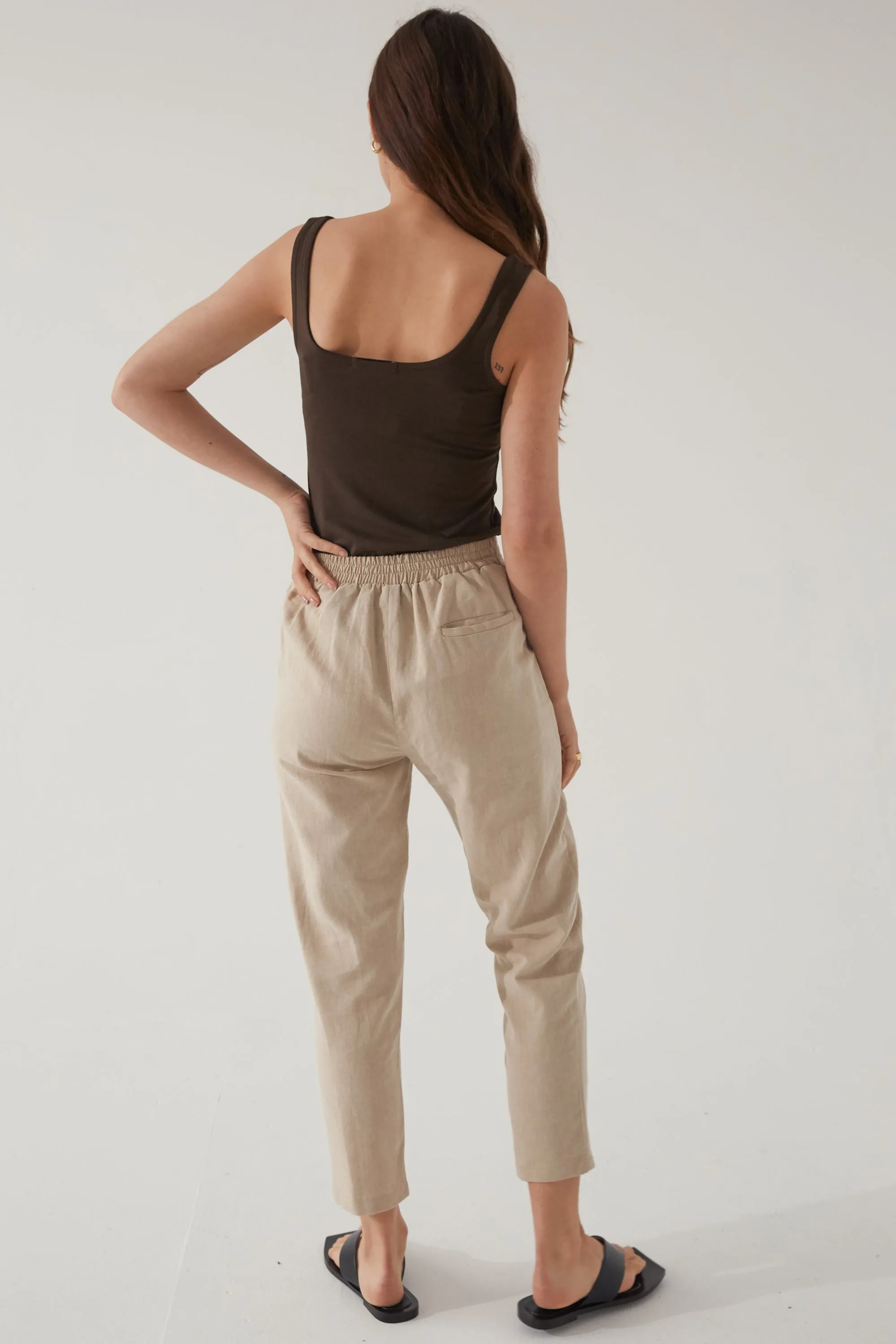 High Waisted Linen Pant