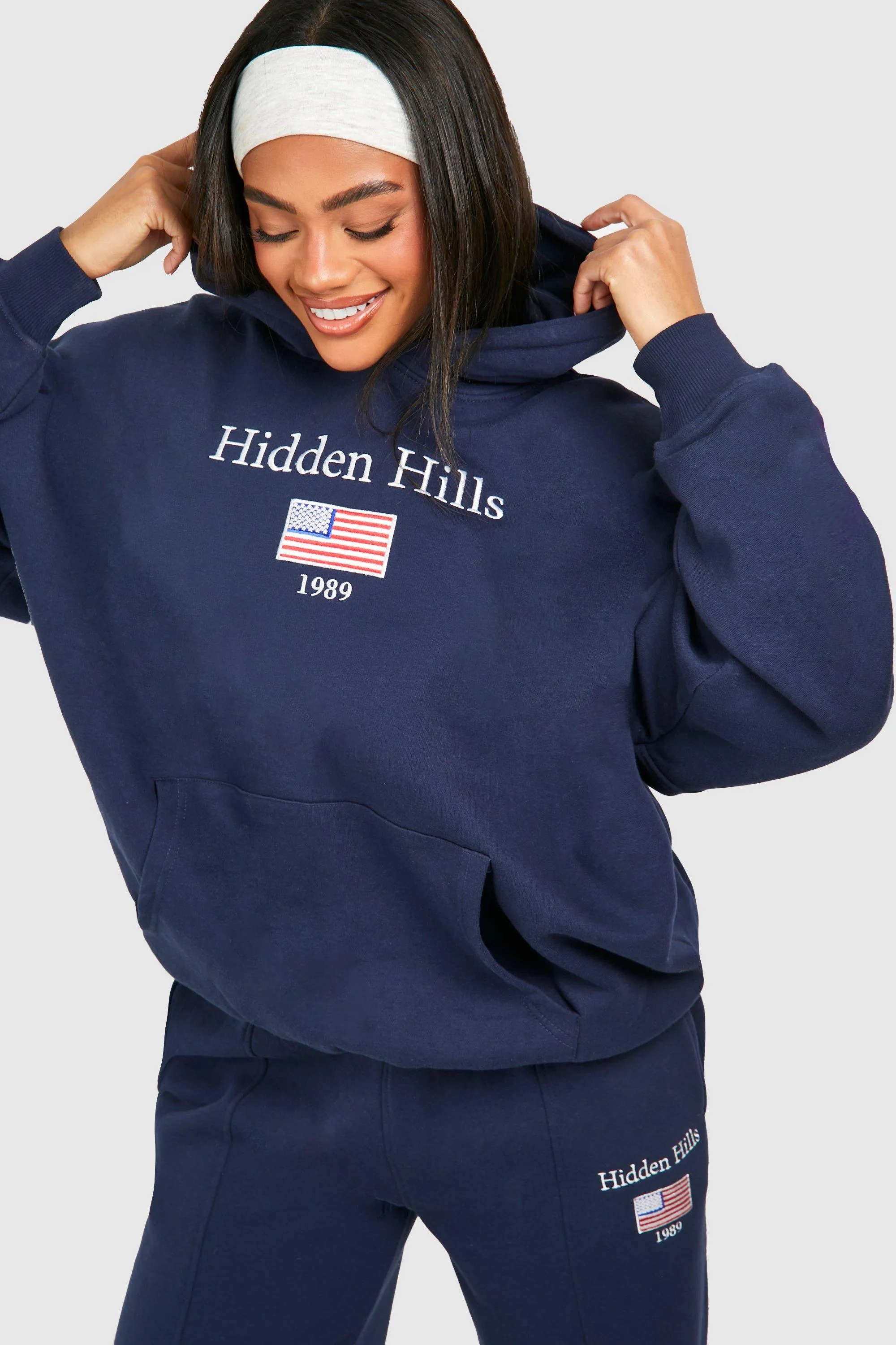 Hoodies & Sweatshirts | Hidden Hills Embroidered Slogan Boxy Oversized Hoodie | boohoo