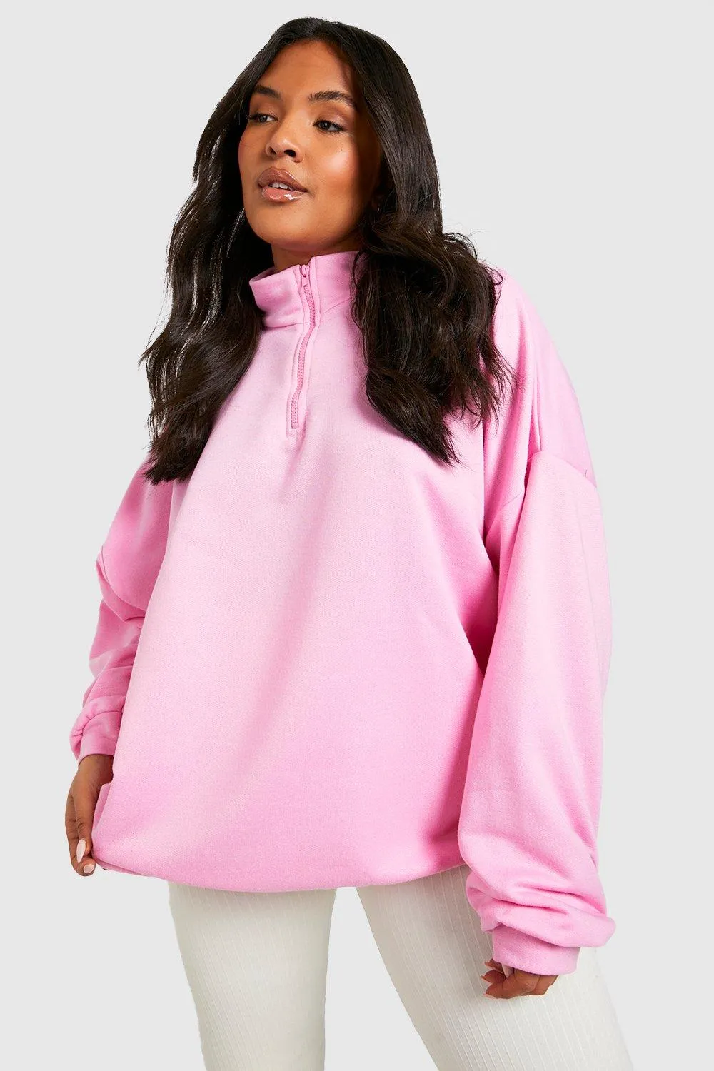 Hoodies & Sweatshirts | Plus Oversized Half Zip Sweater | boohoo