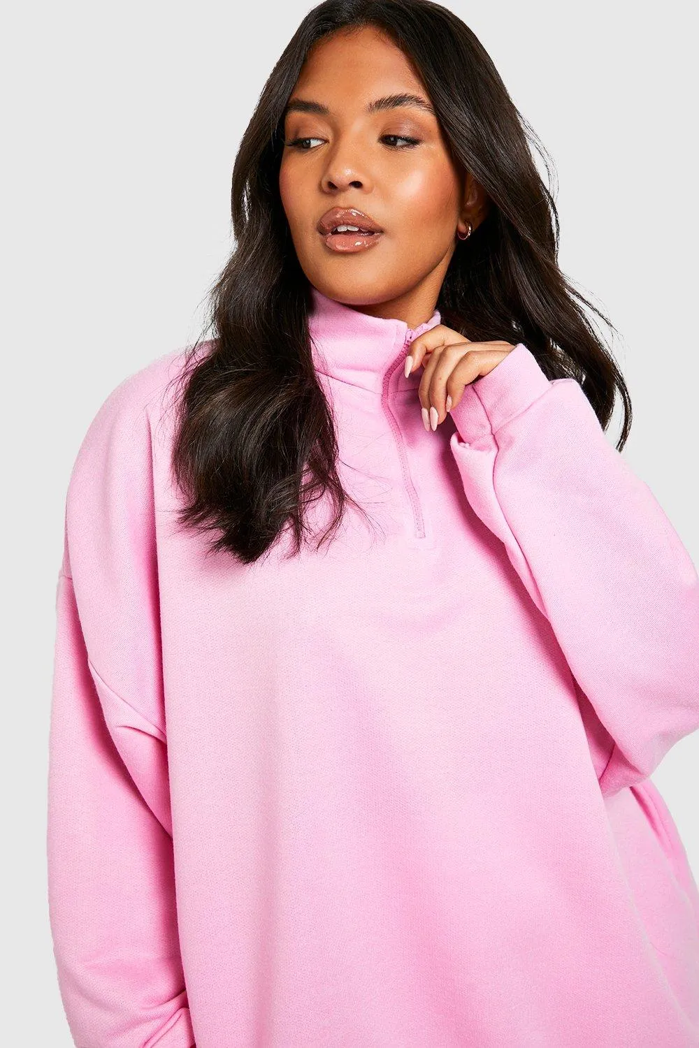 Hoodies & Sweatshirts | Plus Oversized Half Zip Sweater | boohoo