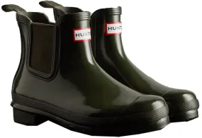 Hunter Wellies Womens Original Gloss Chelsea Boot Dark Olive