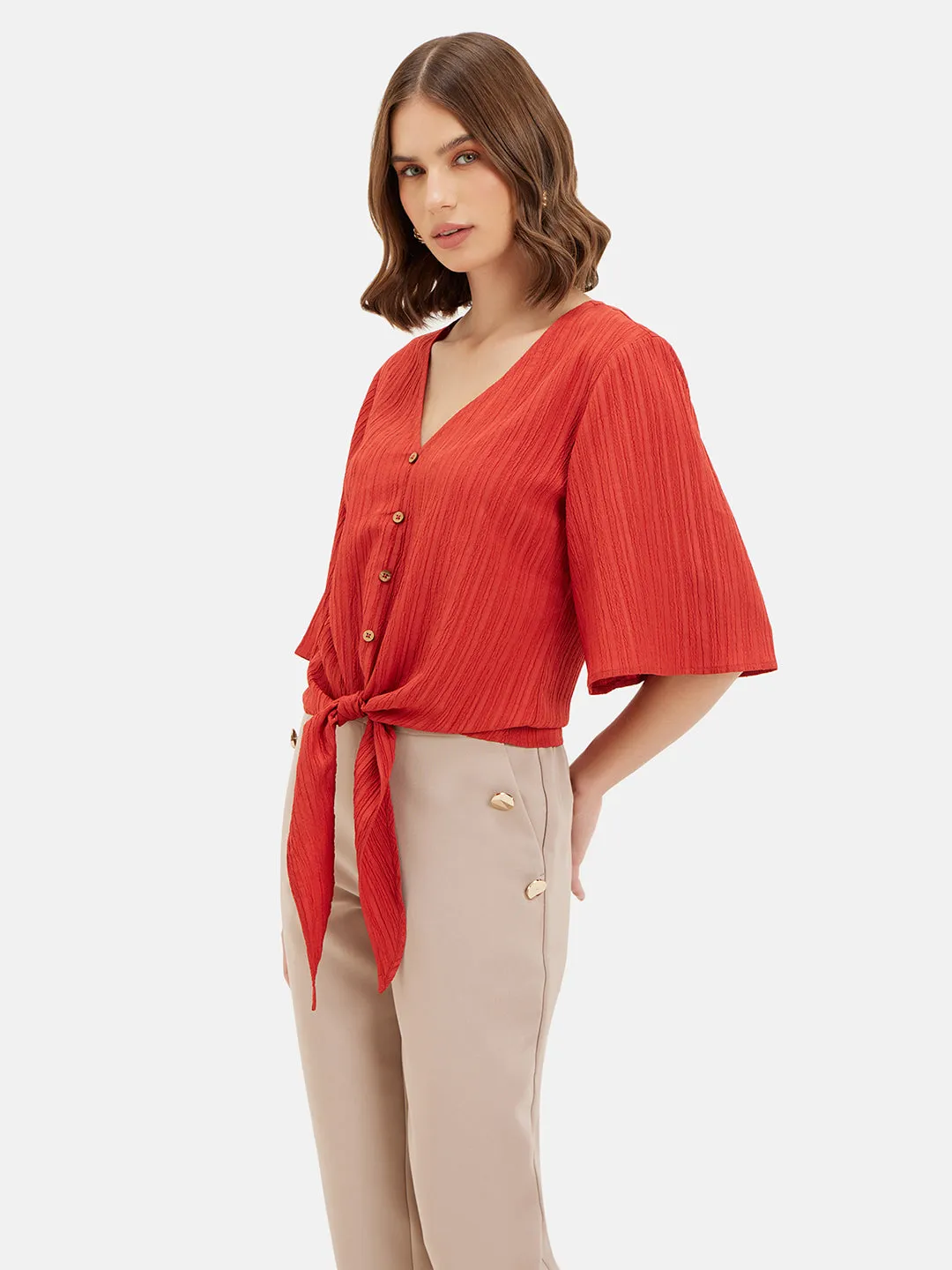 Ivy Bell Sleeves Tie-Up Top