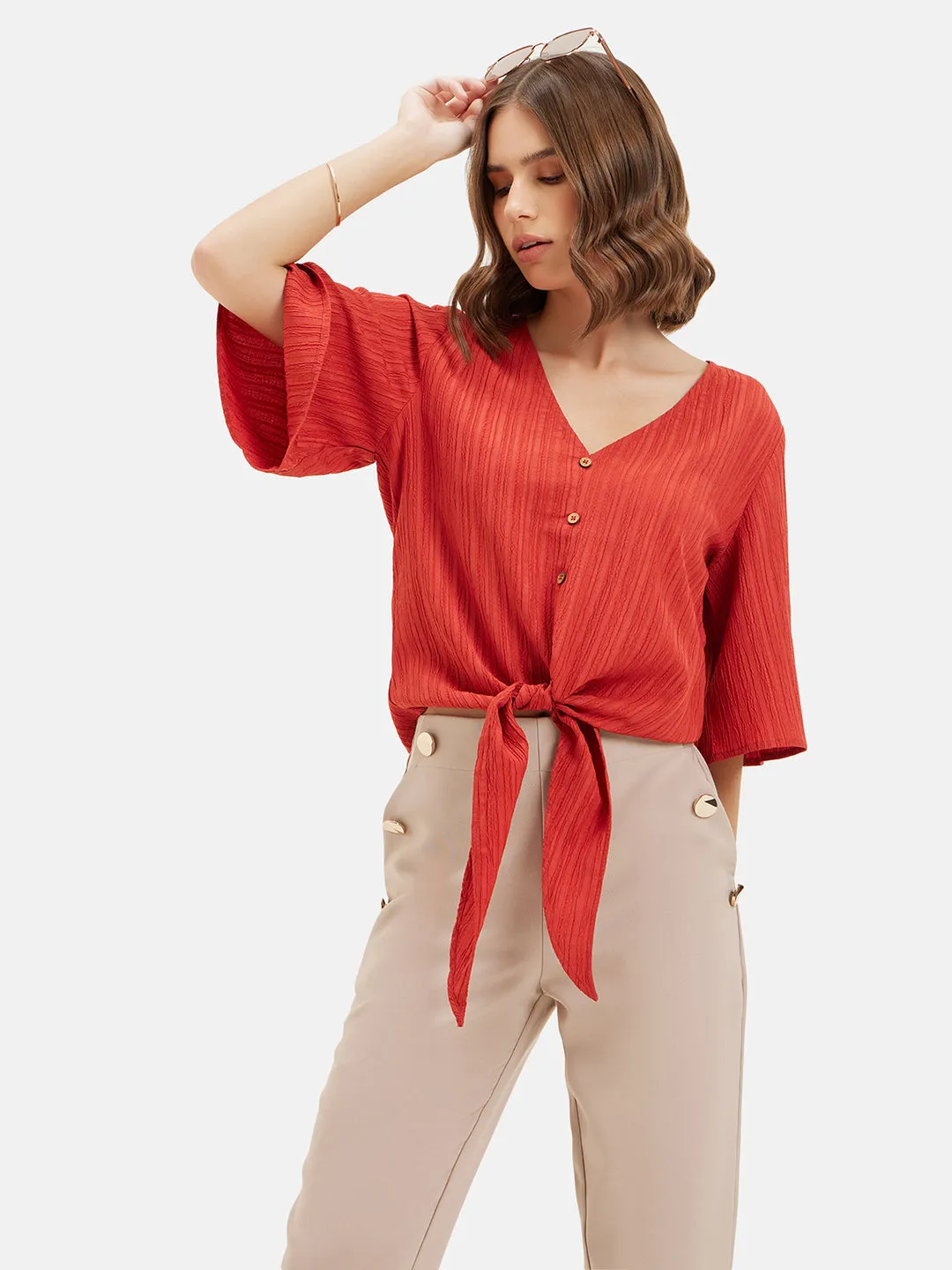 Ivy Bell Sleeves Tie-Up Top