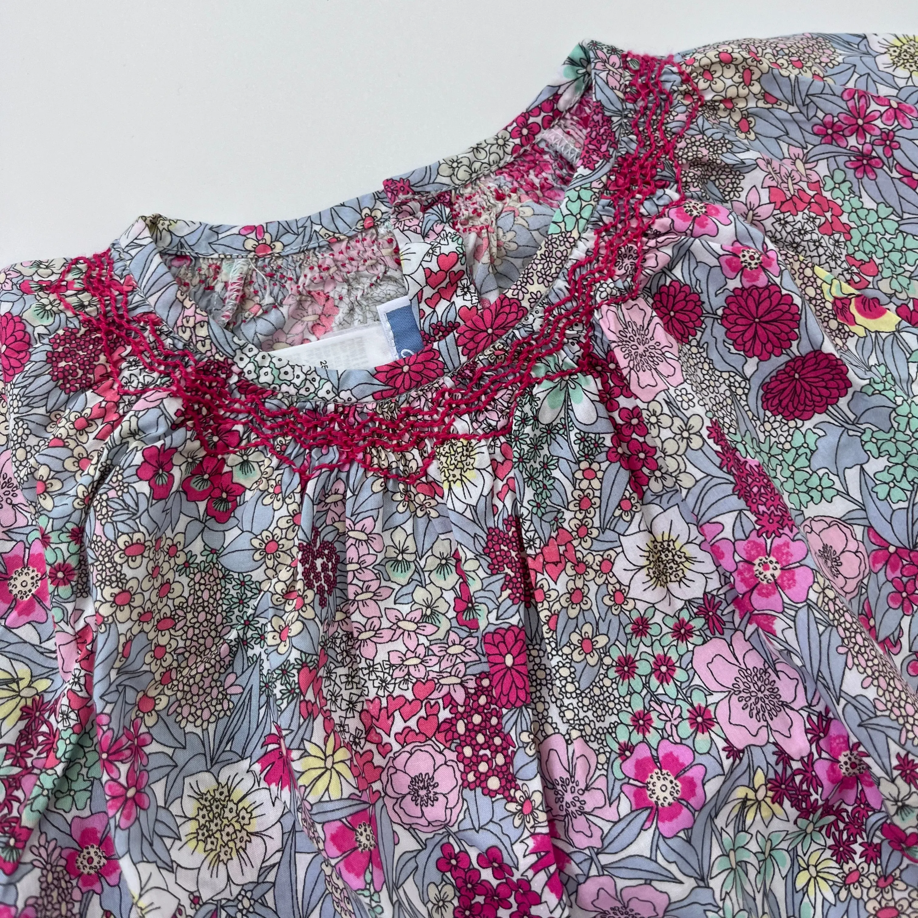 Jacadi Liberty Print Blouse With Smocking: 24 Months