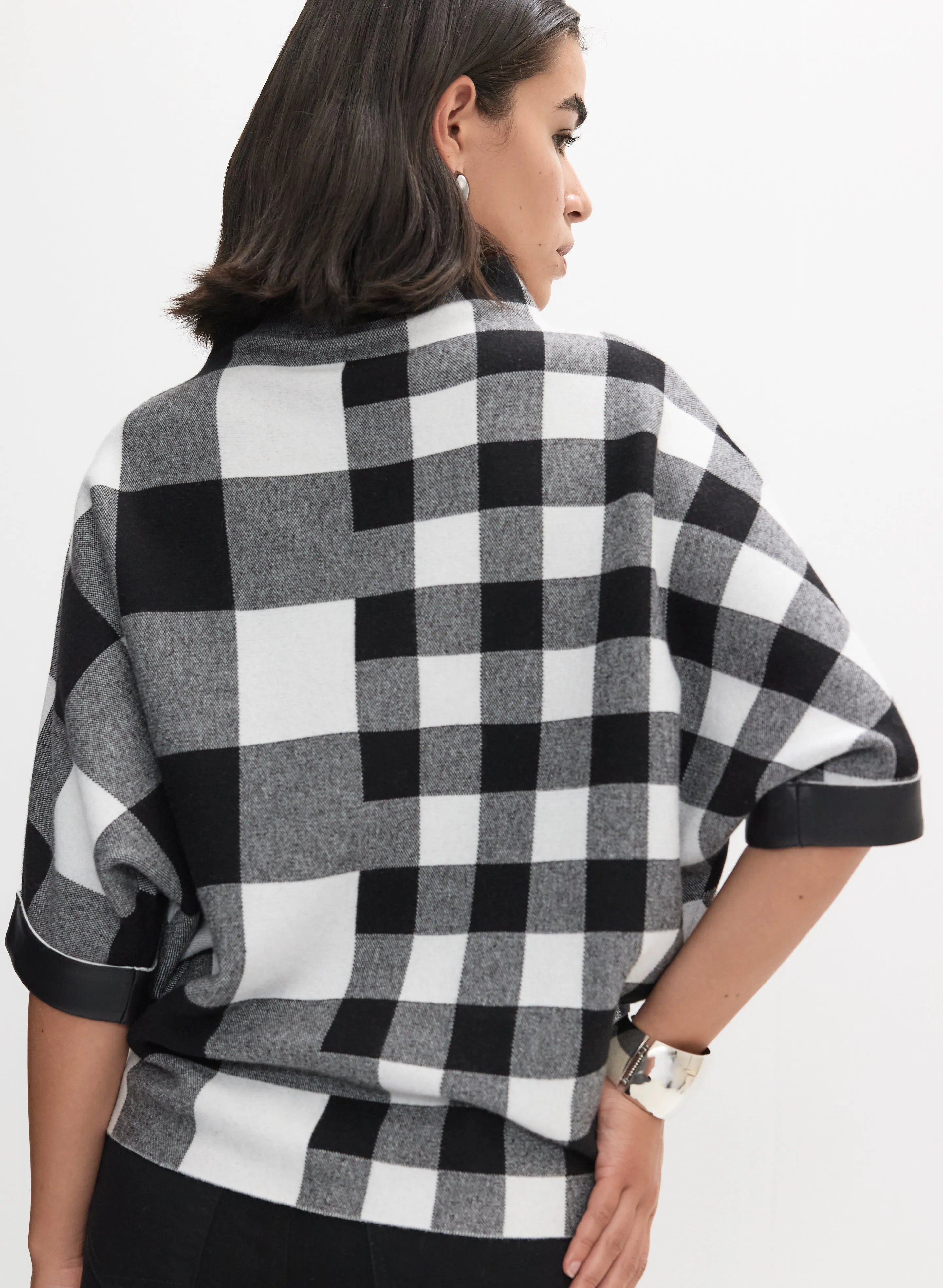 Joseph Ribkoff - Mixed Plaid Funnel-Neck Sweater