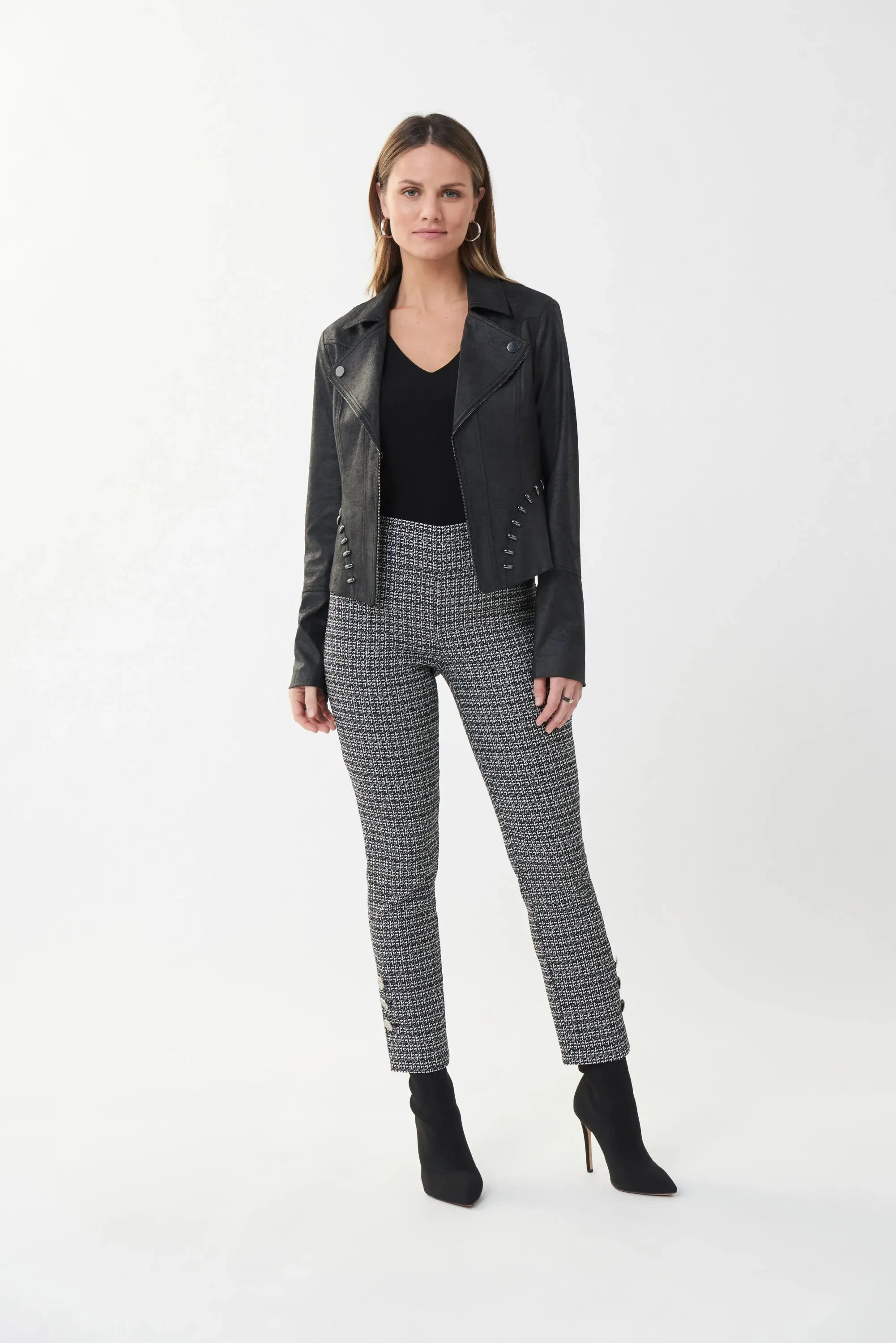 Joseph Ribkoff  Studded Long Sleeve Moto Jacket