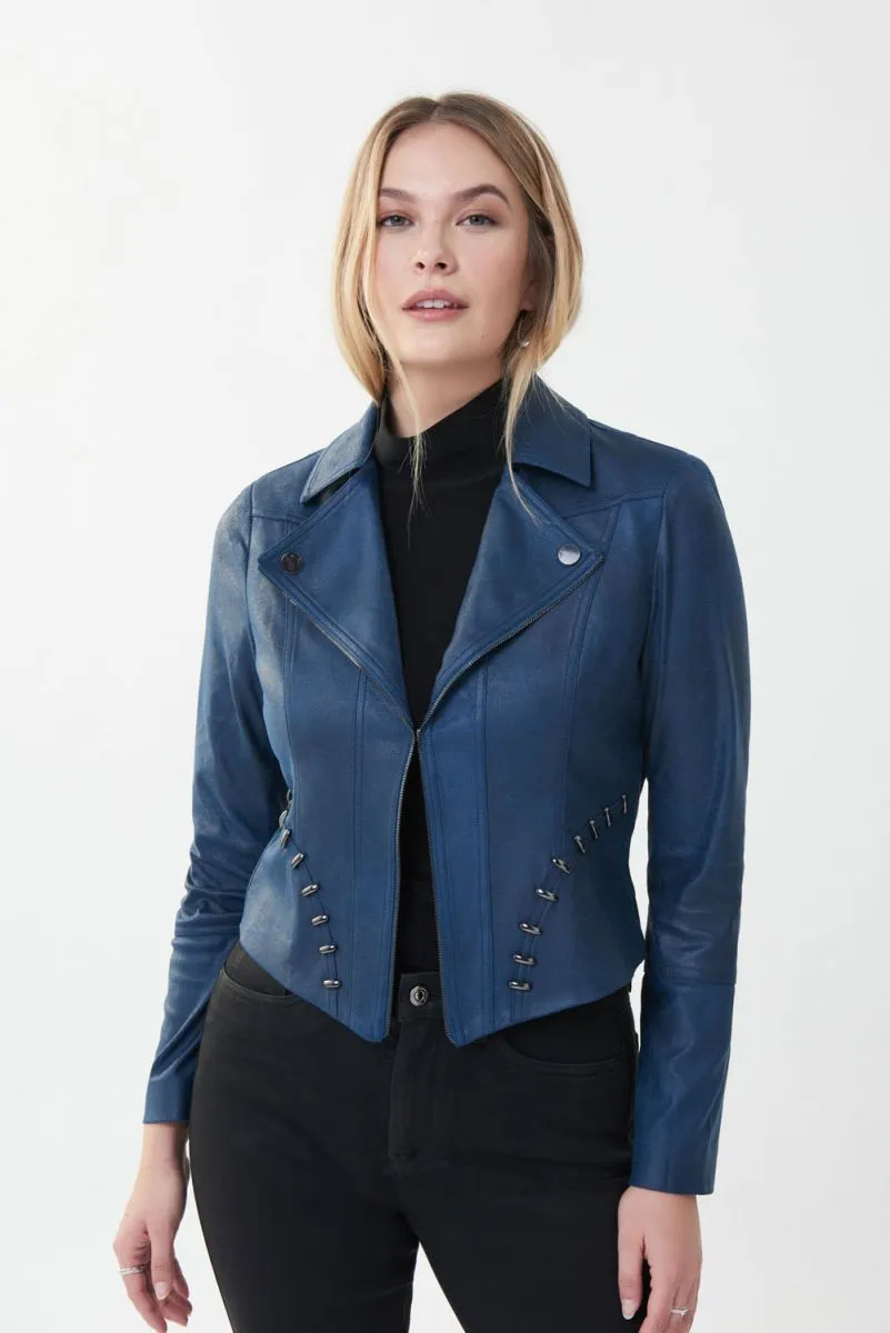 Joseph Ribkoff  Studded Long Sleeve Moto Jacket