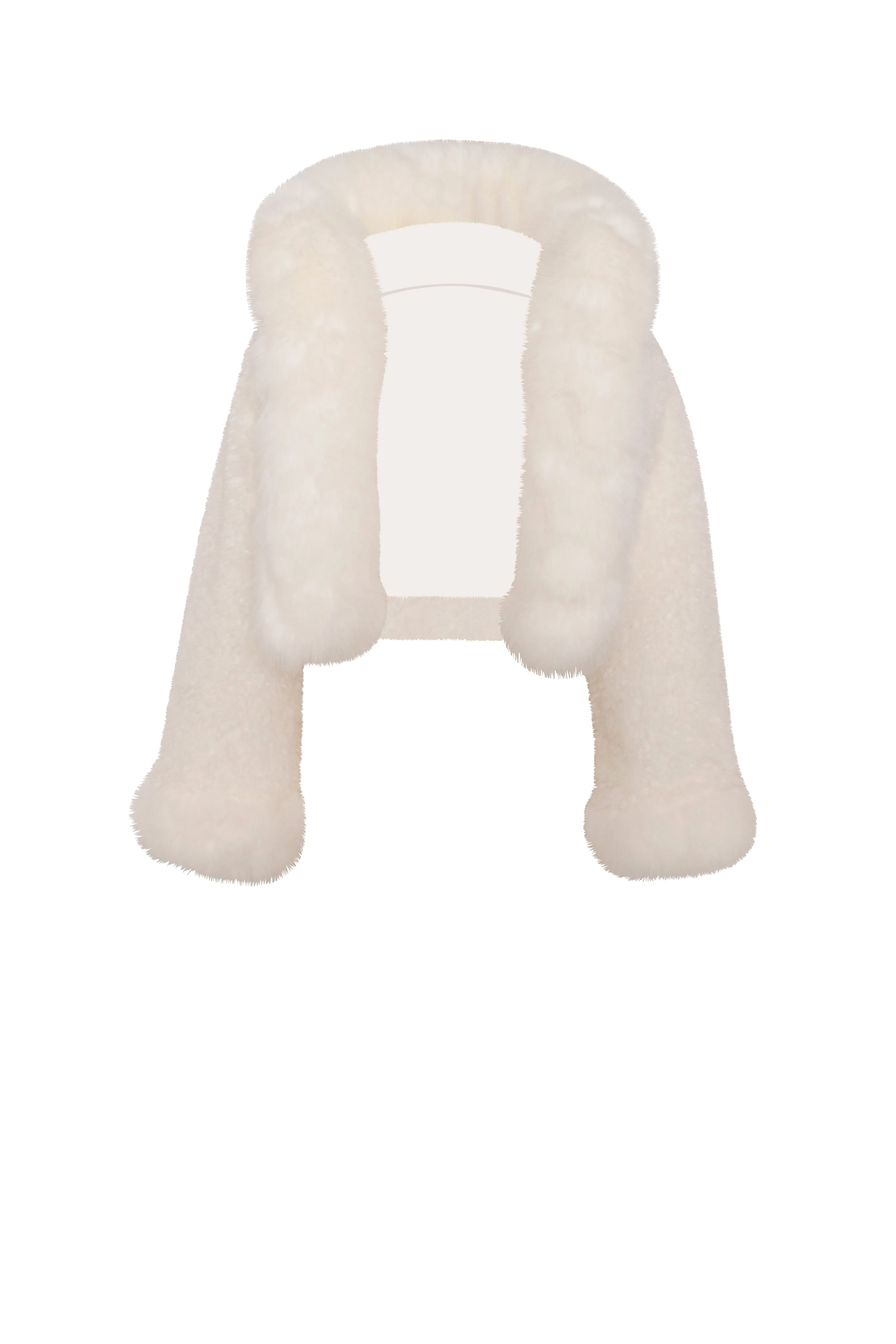 Kali White Cropped Vegan Fur Jacket With Hood