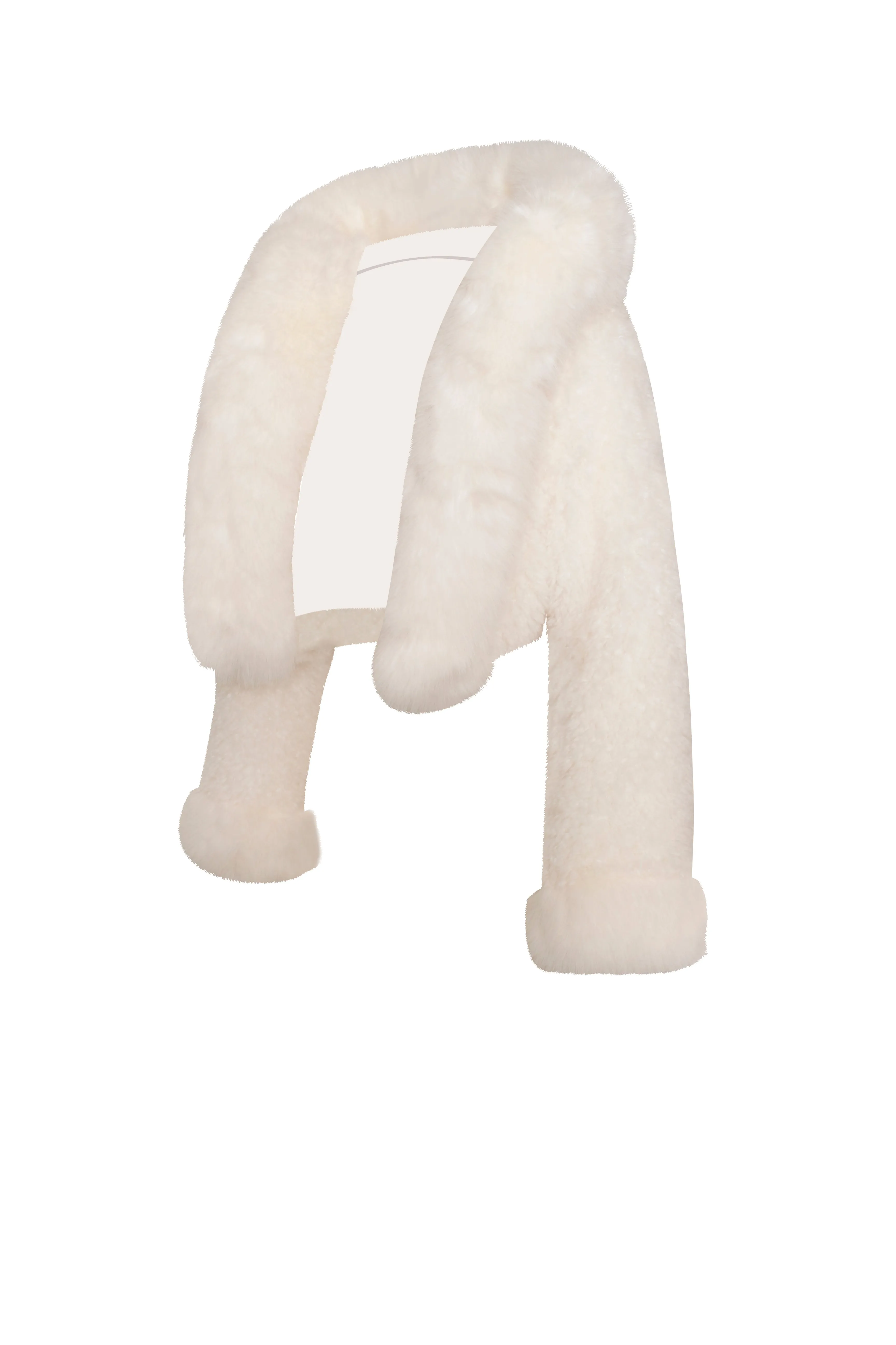 Kali White Cropped Vegan Fur Jacket With Hood