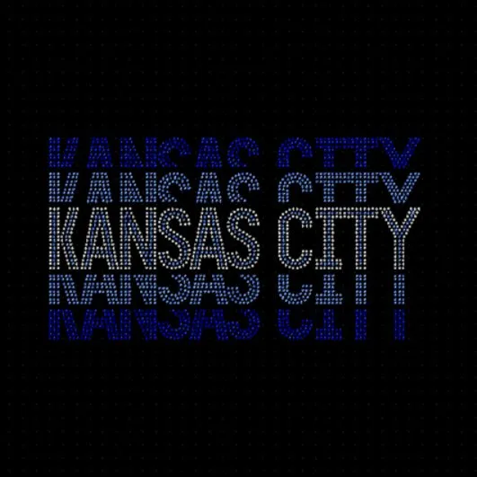 Kansas City Stacked Rhinestone Transfer