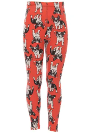 Kid's French Bulldog Wearing Glasses Pattern Printed Leggings