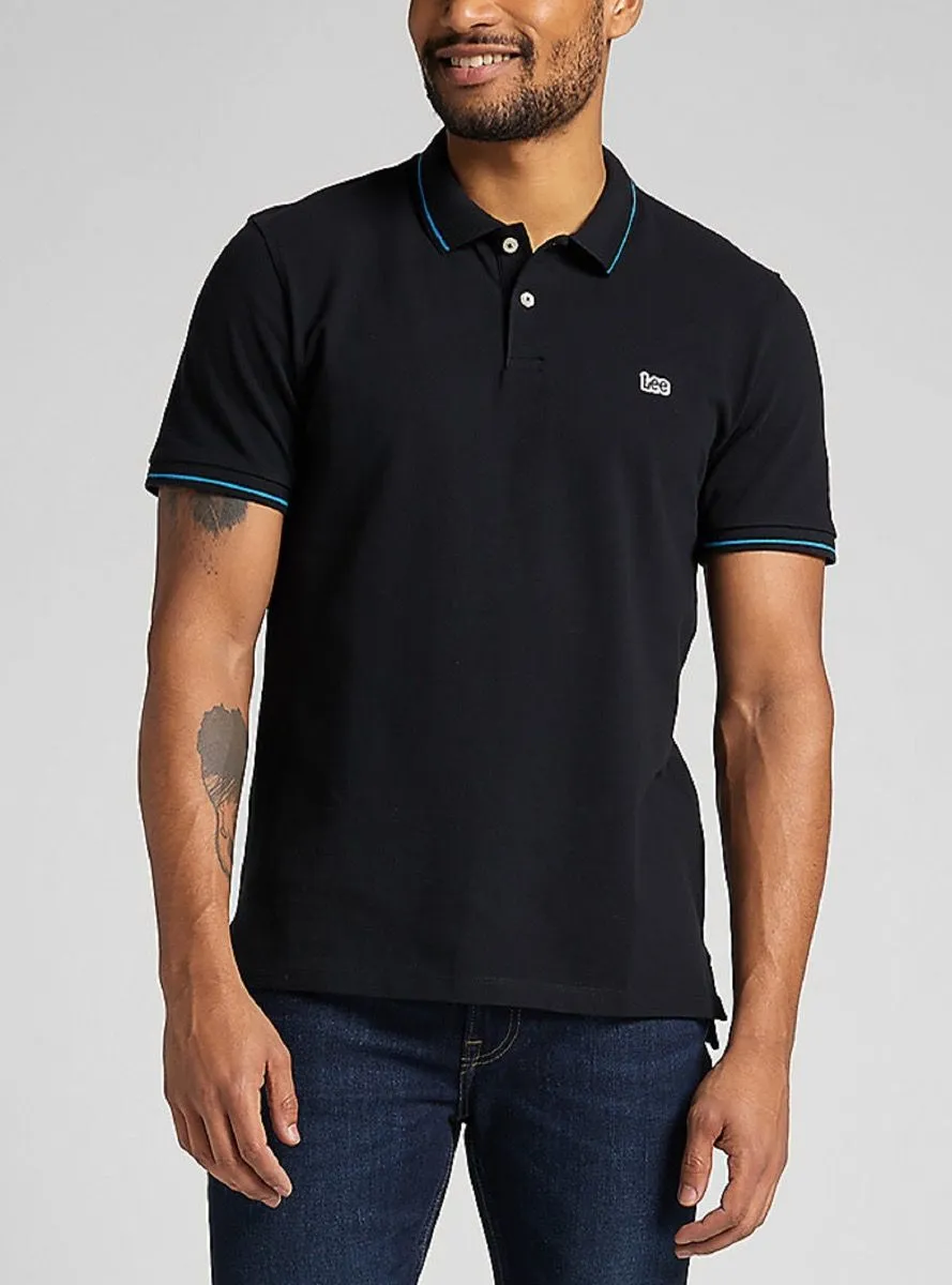 Lee Pique Short Sleeve Polo Shirt Black