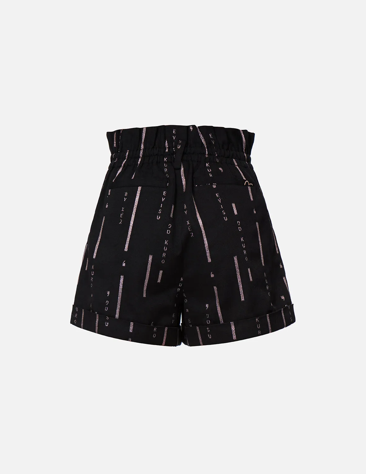 Logo Stripe Glitter Print Paper Bag Shorts