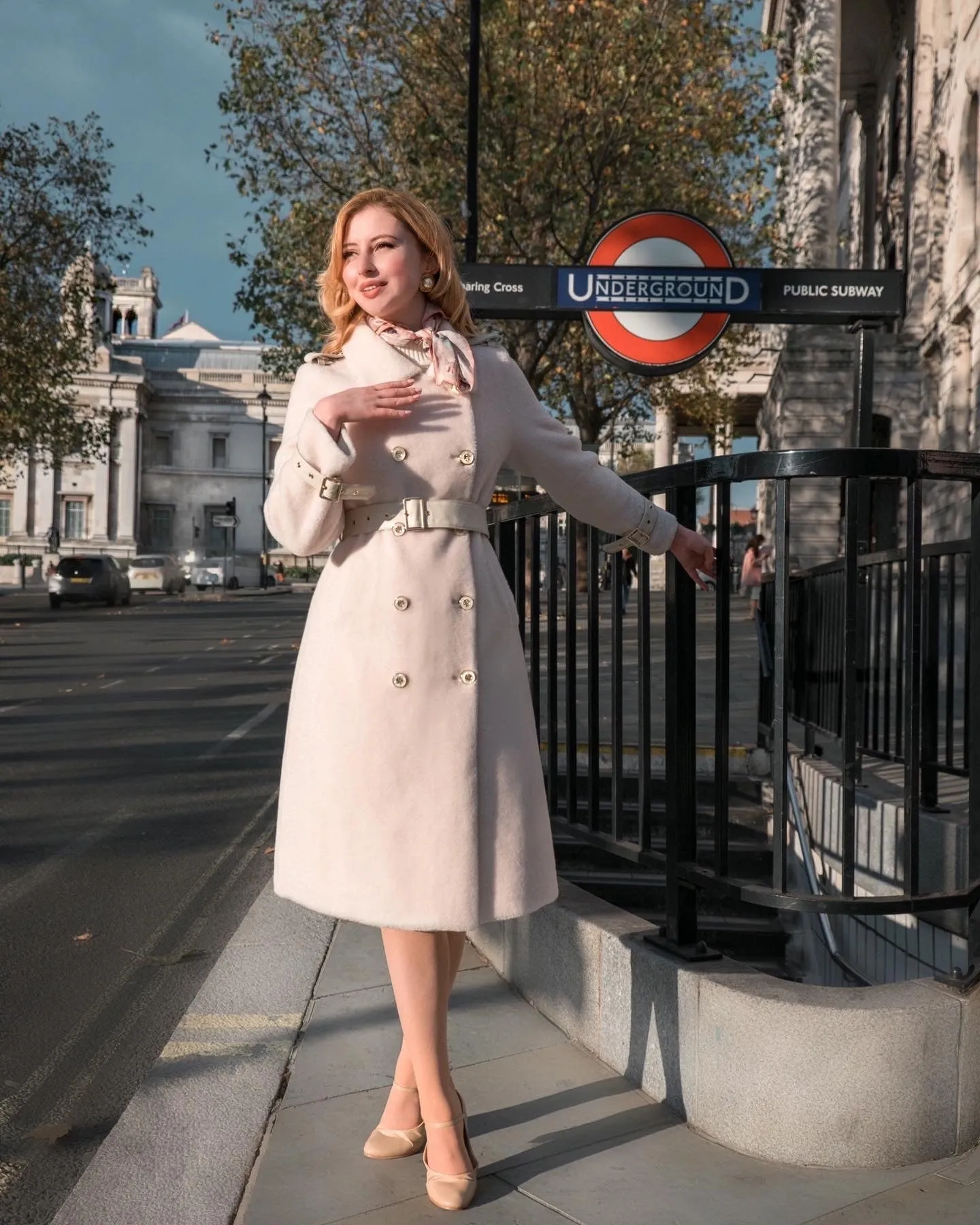 'Loren' Wool Trench Coat in Bianco