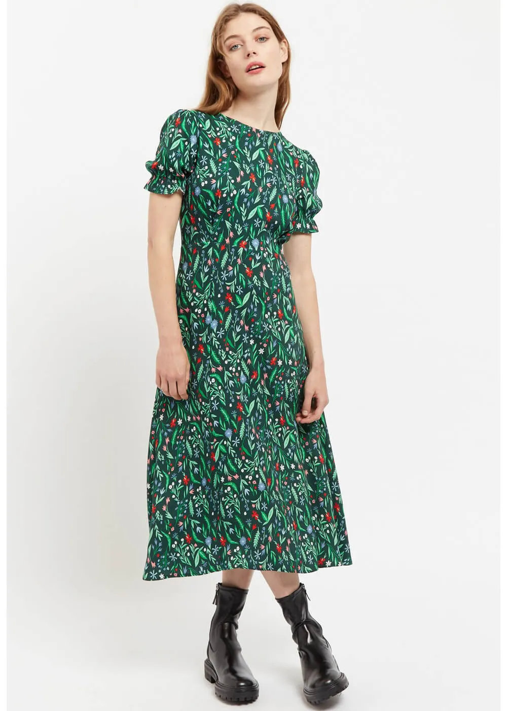 Louche Flo Folk Floral 70's Midi Dress Multi