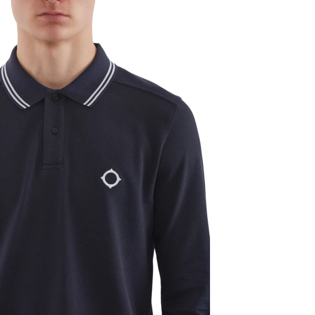 MA.STRUM - LS Double Tipped Polo in Ink Navy