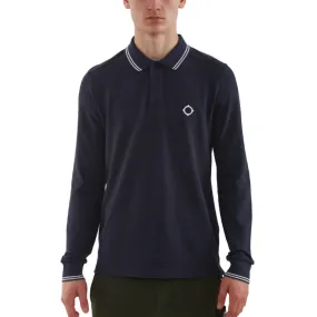 MA.STRUM - LS Double Tipped Polo in Ink Navy