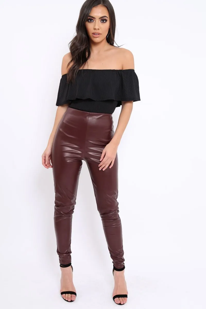 Matte Wine PU Leggings - Rio