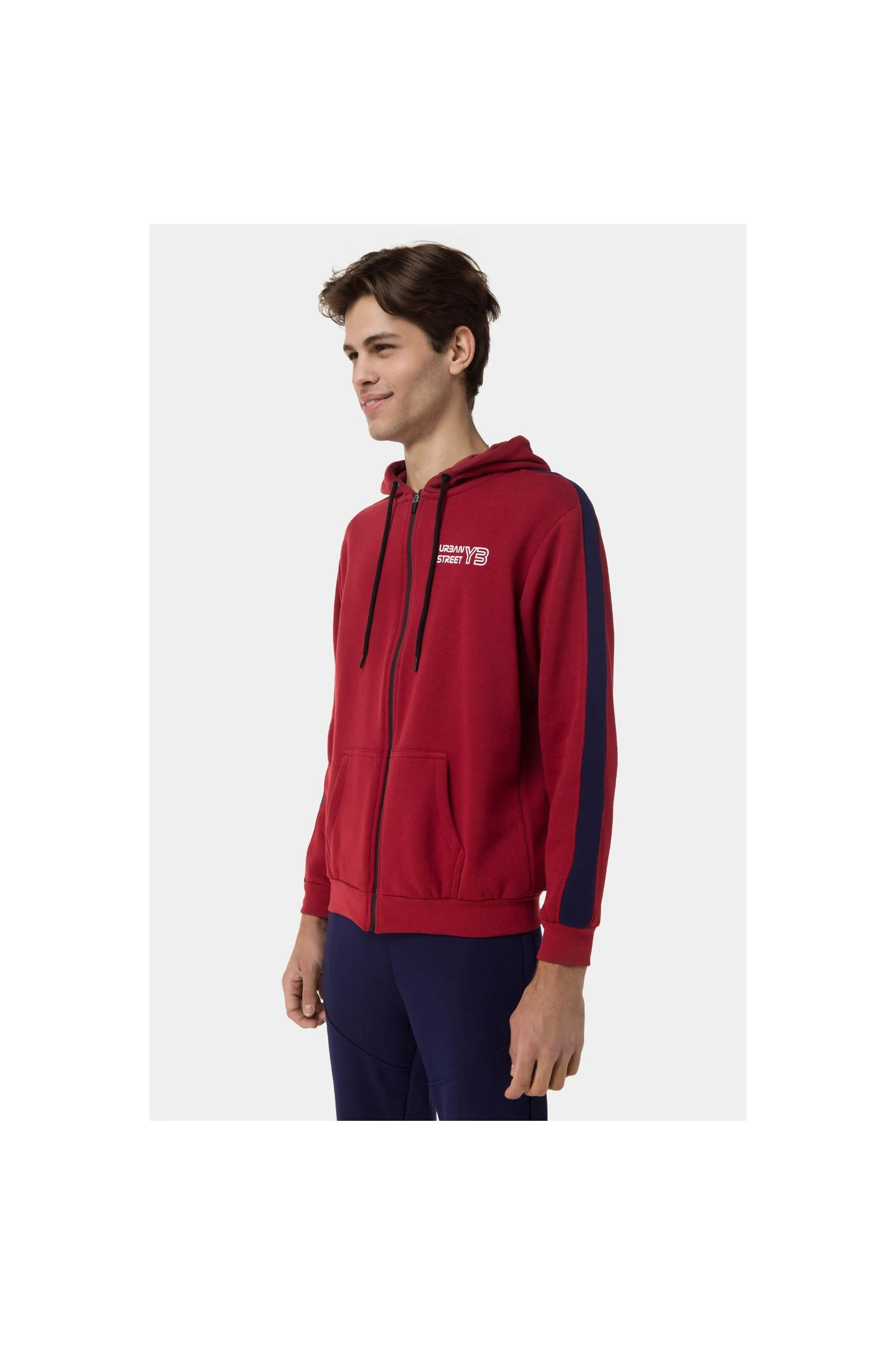 MEME Contrast Panel Sleeve Zip-Up Hoodie Men Hoodies|akgalleria.com