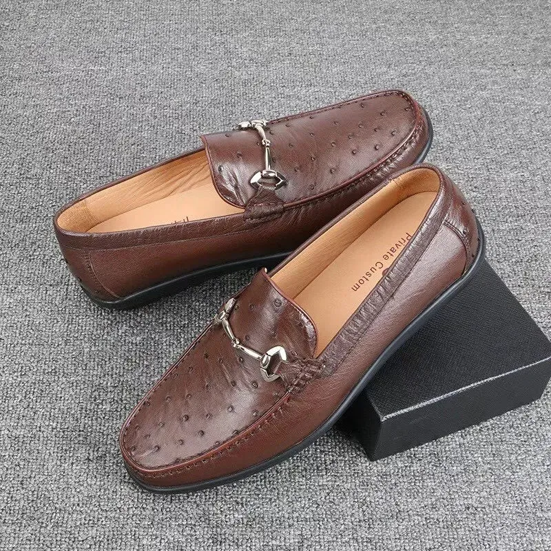 Men's Business Casual Style Genuine Leather Slip-on Flat Moccasins