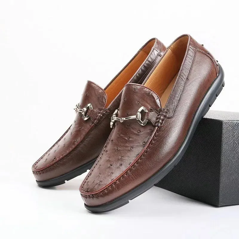 Men's Business Casual Style Genuine Leather Slip-on Flat Moccasins