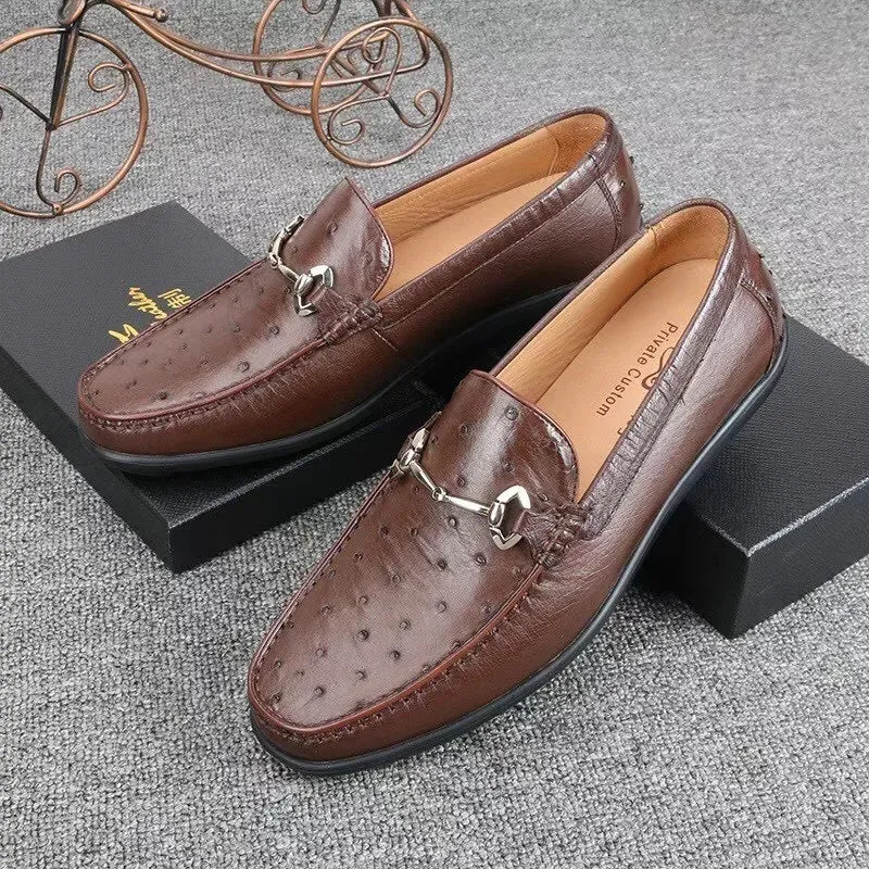 Men's Business Casual Style Genuine Leather Slip-on Flat Moccasins