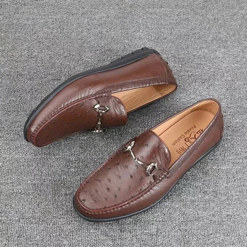 Men's Business Casual Style Genuine Leather Slip-on Flat Moccasins