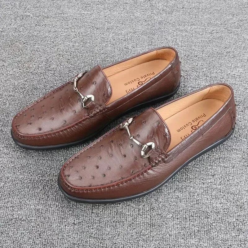 Men's Business Casual Style Genuine Leather Slip-on Flat Moccasins