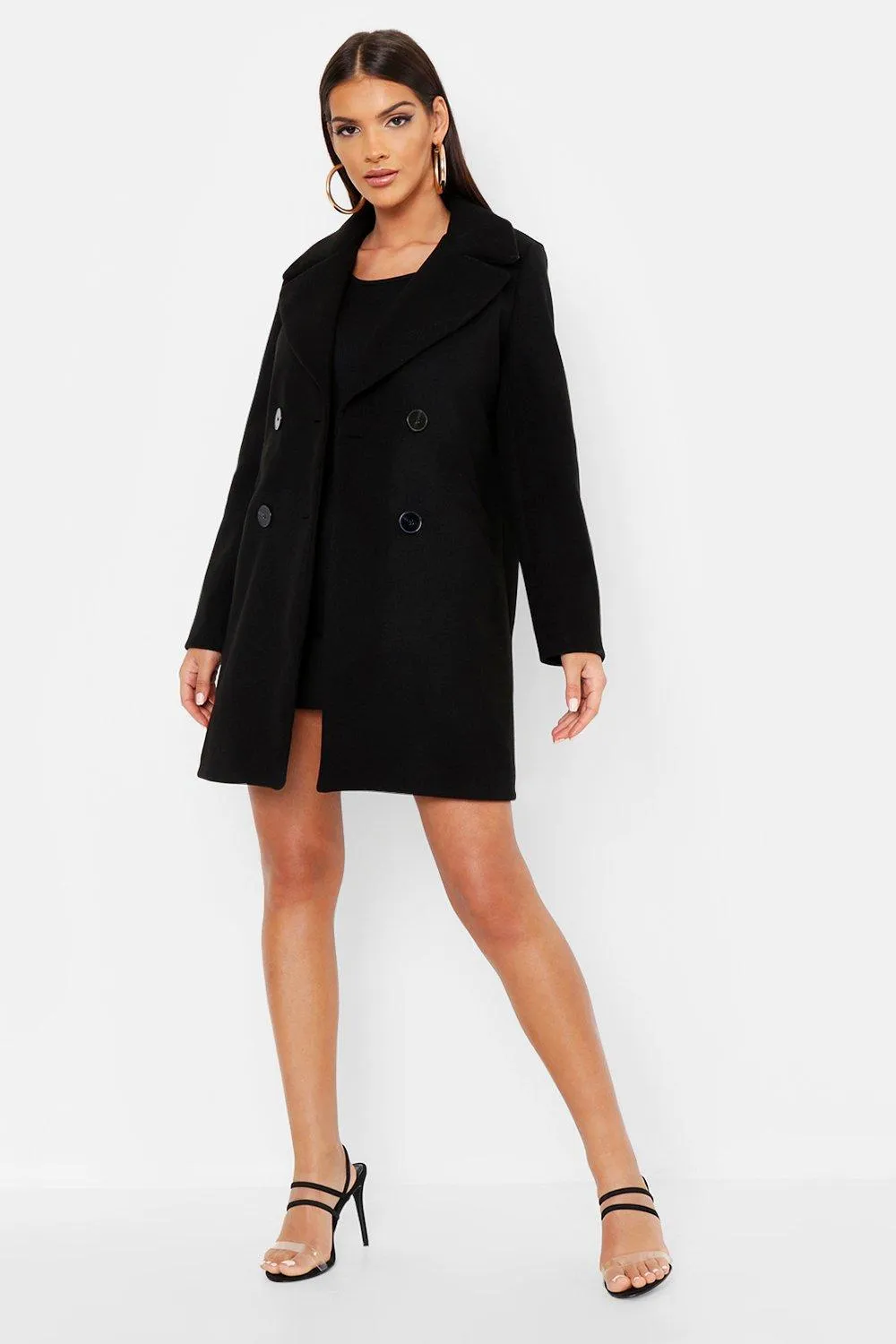 Mock Horn Button Wool Look Coat