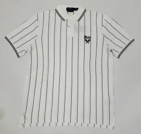 Nwt Polo Ralph Lauren White/Navy Pinstripe Tennis Classic Fit Polo