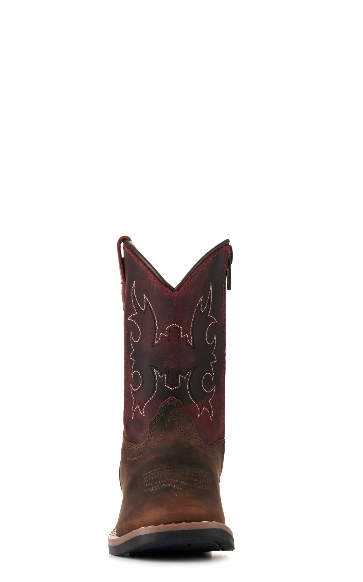 Old West Toddler Brown and Burgundy Wide Square Toe Cowboy Boots