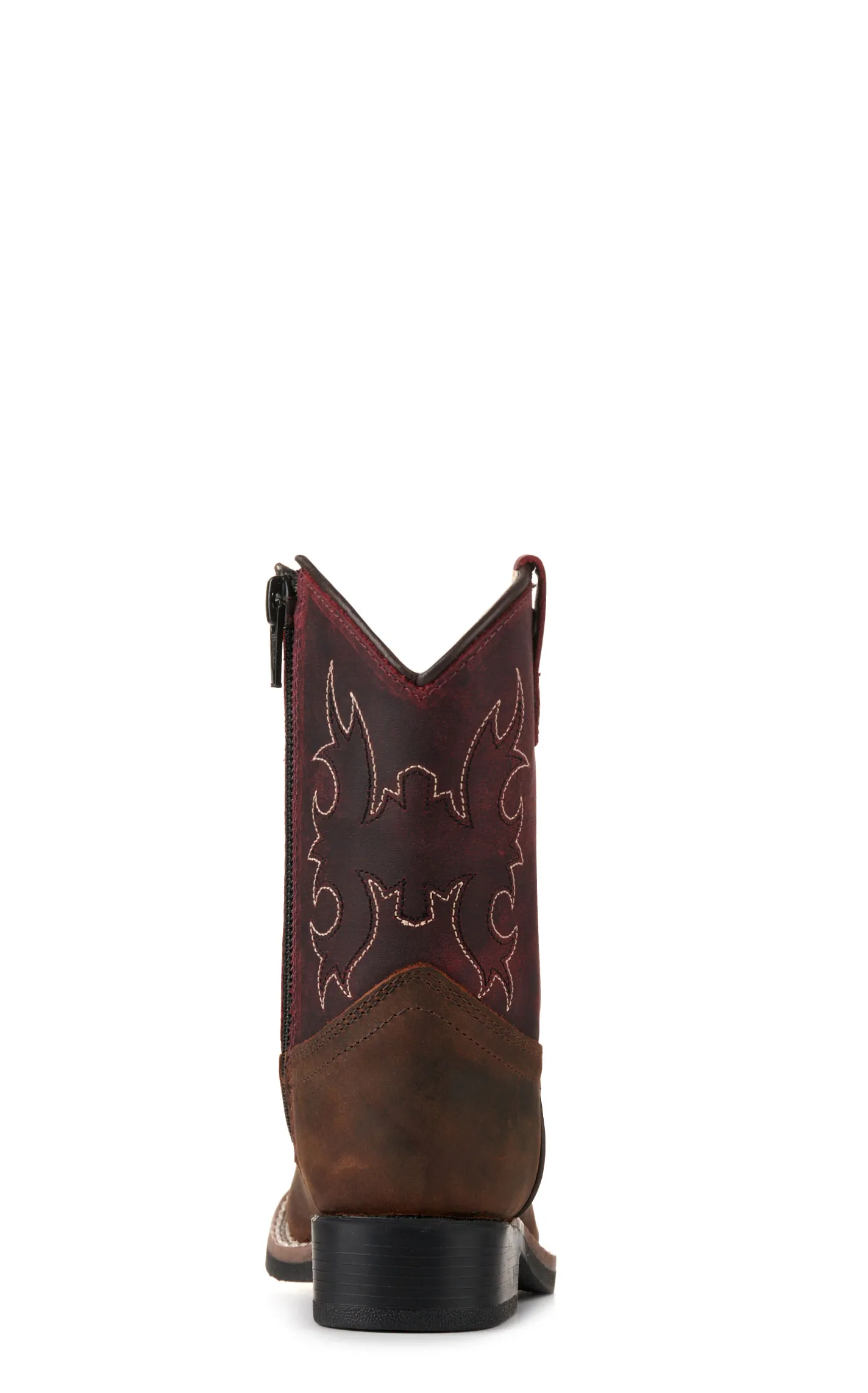 Old West Toddler Brown and Burgundy Wide Square Toe Cowboy Boots