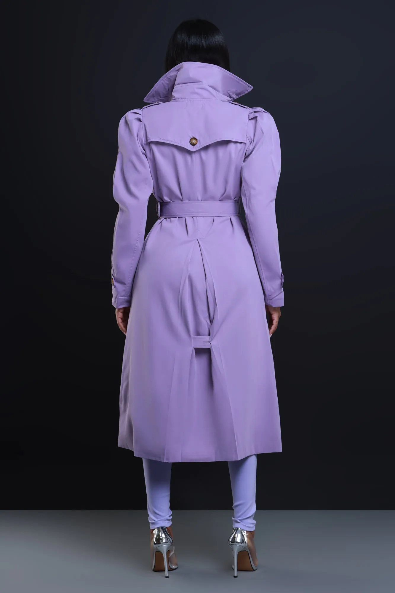 On The List Longline Belted Trenchcoat - Lavender