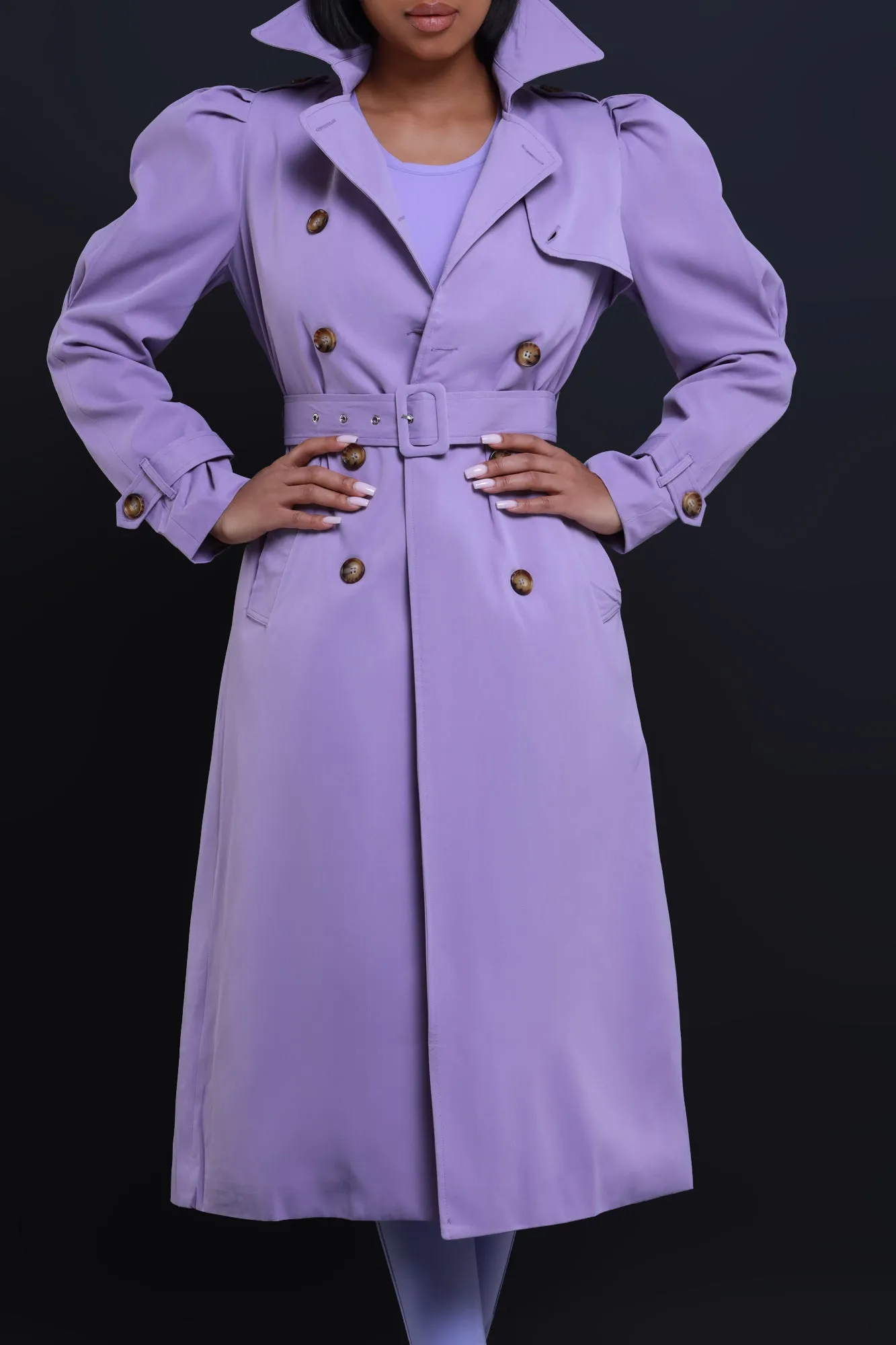 On The List Longline Belted Trenchcoat - Lavender