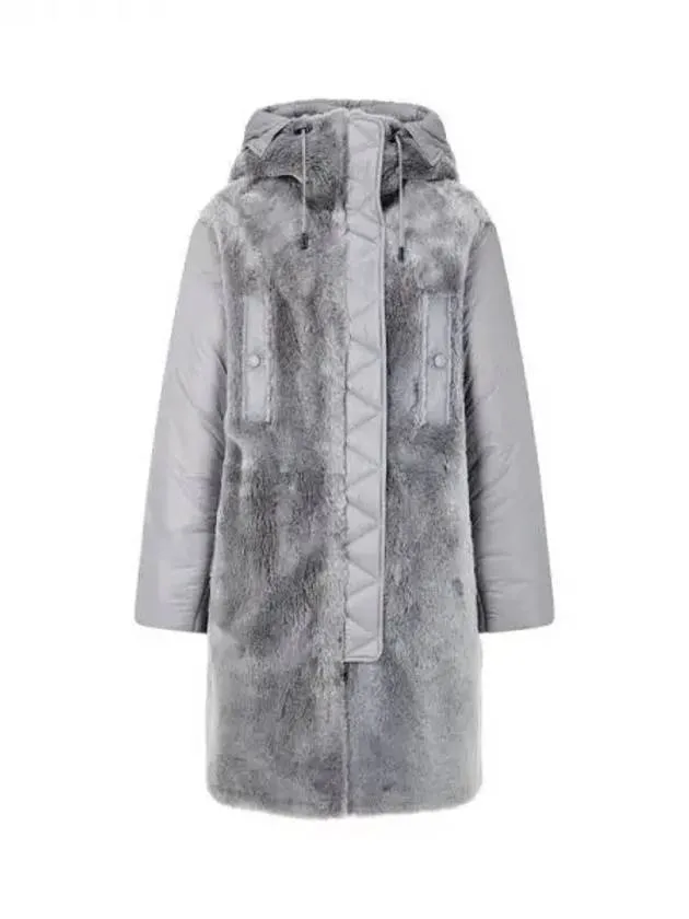 Overseas Station Season Big Chance 8 18 Women s Shearling Panel Hooded Padded Coat Gray 271803